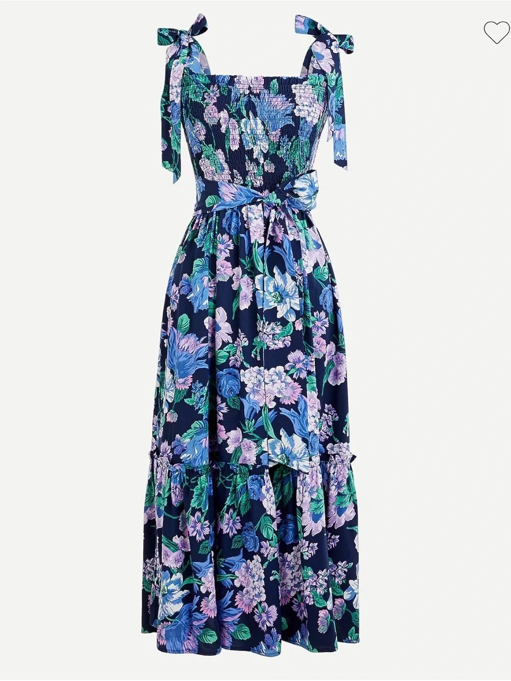 J.Crew Beachwear Smocked tie-shoulder dress in retro floral Size Small